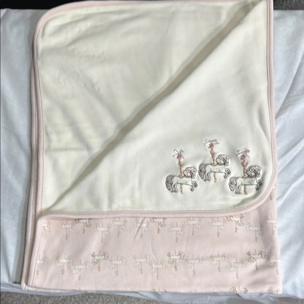 Vintage Gymboree Baby Blanket with Carousel Horse Design